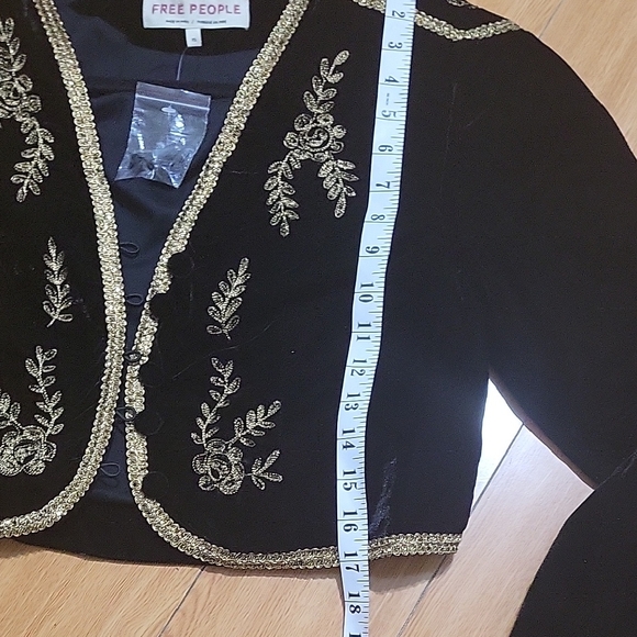 Free People Black and Gold Embroidered Velvet Jacket - Picture 11 of 15
